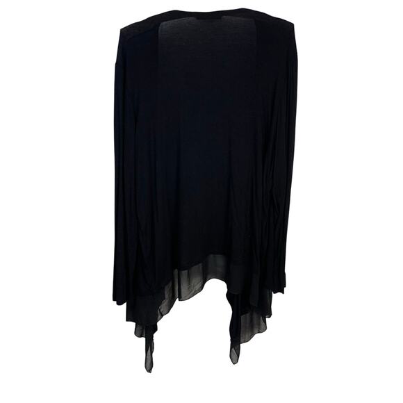 Design History Black Open Front Waterfall Cardigan with Sheer Hem – Size XL - Picture 2 of 4